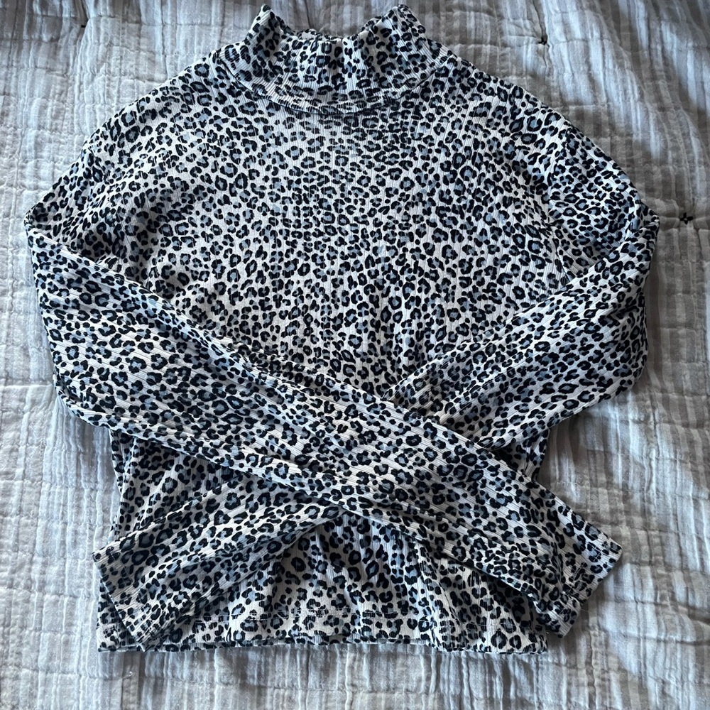 cheetah print mock neck